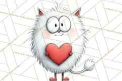 Colorful Valentine Dog and Cat Doodle Clipart PNG, Cute Pets Product Image 3