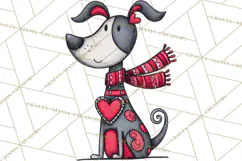 Colorful Valentine Dog and Cat Doodle Clipart PNG, Cute Pets Product Image 4