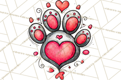 Colorful Valentine Dog and Cat Doodle Clipart PNG, Cute Pets Product Image 5