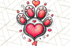 Colorful Valentine Dog and Cat Doodle Clipart PNG, Cute Pets Product Image 5