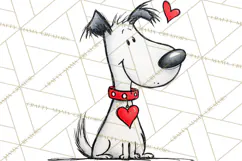 Colorful Valentine Dog and Cat Doodle Clipart PNG, Cute Pets Product Image 2