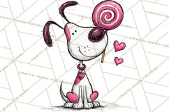 Colorful Valentine Dog and Cat Doodle Clipart PNG, Cute Pets Product Image 3