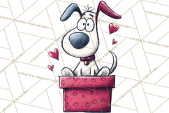 Colorful Valentine Dog and Cat Doodle Clipart PNG, Cute Pets Product Image 5