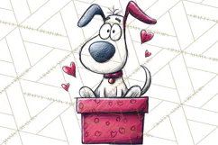 Colorful Valentine Dog and Cat Doodle Clipart PNG, Cute Pets Product Image 5