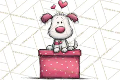 Colorful Valentine Dog and Cat Doodle Clipart PNG, Cute Pets Product Image 2