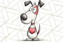 Colorful Valentine Dog and Cat Doodle Clipart PNG, Cute Pets Product Image 4