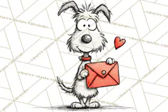 Colorful Valentine Dog and Cat Doodle Clipart PNG, Cute Pets Product Image 5