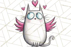 Colorful Valentine Dog and Cat Doodle Clipart PNG, Cute Pets Product Image 3