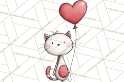 Colorful Valentine Dog and Cat Doodle Clipart PNG, Cute Pets Product Image 4