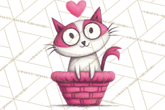 Colorful Valentine Dog and Cat Doodle Clipart PNG, Cute Pets Product Image 5
