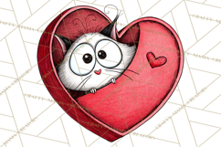 Colorful Valentine Dog and Cat Doodle Clipart PNG, Cute Pets Product Image 4