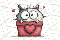 Colorful Valentine Dog and Cat Doodle Clipart PNG, Cute Pets Product Image 5