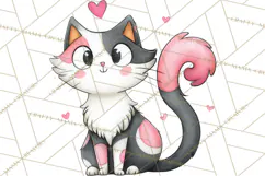 Colorful Valentine Dog and Cat Doodle Clipart PNG, Cute Pets Product Image 2
