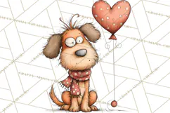 Colorful Valentine Dog and Cat Doodle Clipart PNG, Cute Pets Product Image 5