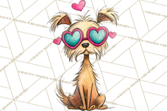 Colorful Valentine Dog and Cat Doodle Clipart PNG, Cute Pets Product Image 5