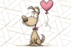 Colorful Valentine Dog and Cat Doodle Clipart PNG, Cute Pets Product Image 2