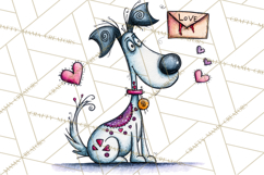 Colorful Valentine Dog and Cat Doodle Clipart PNG, Cute Pets Product Image 3