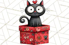 Colorful Valentine Dog and Cat Doodle Clipart PNG, Cute Pets Product Image 4