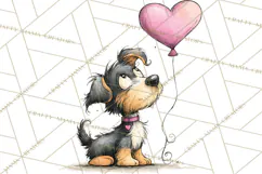 Colorful Valentine Dog and Cat Doodle Clipart PNG, Cute Pets Product Image 5