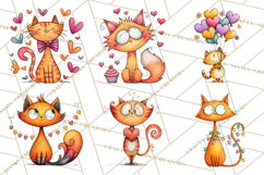 Colorful Valentine Dog and Cat Doodle Clipart PNG, Cute Pets Product Image 7