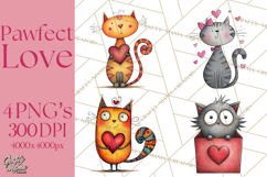 Colorful Valentine Dog and Cat Doodle Clipart PNG, Cute Pets Product Image 1