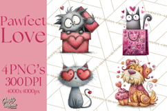 Colorful Valentine Dog and Cat Doodle Clipart PNG, Cute Pets Product Image 1