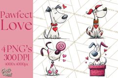 Colorful Valentine Dog and Cat Doodle Clipart PNG, Cute Pets Product Image 1