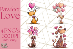 Colorful Valentine Dog and Cat Doodle Clipart PNG, Cute Pets Product Image 1
