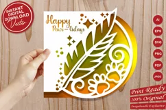 Papercut Pet Paws, Paw-lidays, Animal Birthday Card Template Product Image 4