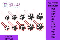 Paw Print Key Fob ITH Embroidery Designs, 5 Sizes 2 Styles Product Image 1