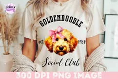 Doodle Social Club png, Goldendoodle PInk Bow Sublimation Product Image 6