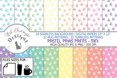 paws prints animal sihlouette pastel colors digital background papers seamless scrapbooking sublimation mugs tumblers 1