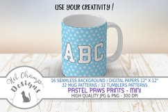 paws prints animal sihlouette pastel colors digital background papers seamless scrapbooking sublimation mugs tumblers 3