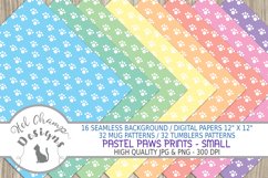 paws prints animal sihlouette pastel colors digital background papers seamless scrapbooking sublimation mugs tumblers 4