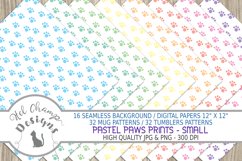 paws prints animal sihlouette pastel colors digital background papers seamless scrapbooking sublimation mugs tumblers 5