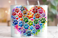 Dog Paws Tumbler Wrap, Dog Lover Tumbler PNG, Paw Tumbler Product Image 1
