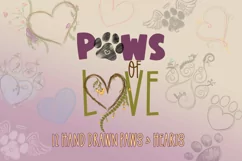 Paws of Love| 12 Hand Drawn Paws & Hearts|PNG| Valentines Product Image 1