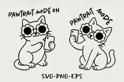 Hipster Cat Line Art Clipart, Funny Puns SVG | PNG | EPS Product Image 1