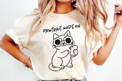 Hipster Cat Line Art Clipart, Funny Puns SVG | PNG | EPS Product Image 3