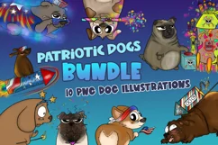 Patriotic Dogs Bundle|4th of July Clipart|Dog Clipart|PNG Product Image 1