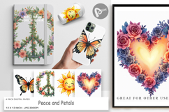 Peace &amp; Petals 70s Digital Paper Product Image 1