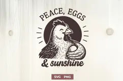 Peace Eggs and Sunshine SVG PNG Cute Chicken Farmhouse Print Product Image 1