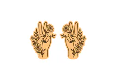 Peace Hand Floral Sign Earrings, Studs Laser Cut SVG Design Product Image 2