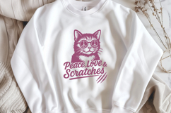 Peace Love and Scratches Cat SVG Funny Hippie Cat Quote PNG Product Image 3