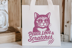 Peace Love and Scratches Cat SVG Funny Hippie Cat Quote PNG Product Image 2