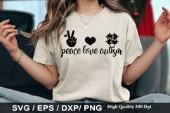 Peace love autism - Autism Awareness SVG Design Product Image 1