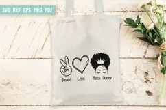 Peace Love Black Queen | Black Woman SVG | Afro Woman SVG Product Image 2