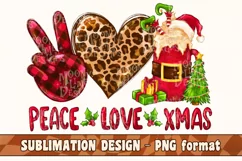Peace Love Christmas Sublimation Design PNG, Xmas T Shirt Product Image 1