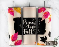 Peace Love Fall Leaves Quote Tumbler Design,Autumn Quote PNG Product Image 5