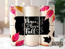 Peace Love Fall Leaves Quote Tumbler Design,Autumn Quote PNG Product Image 4